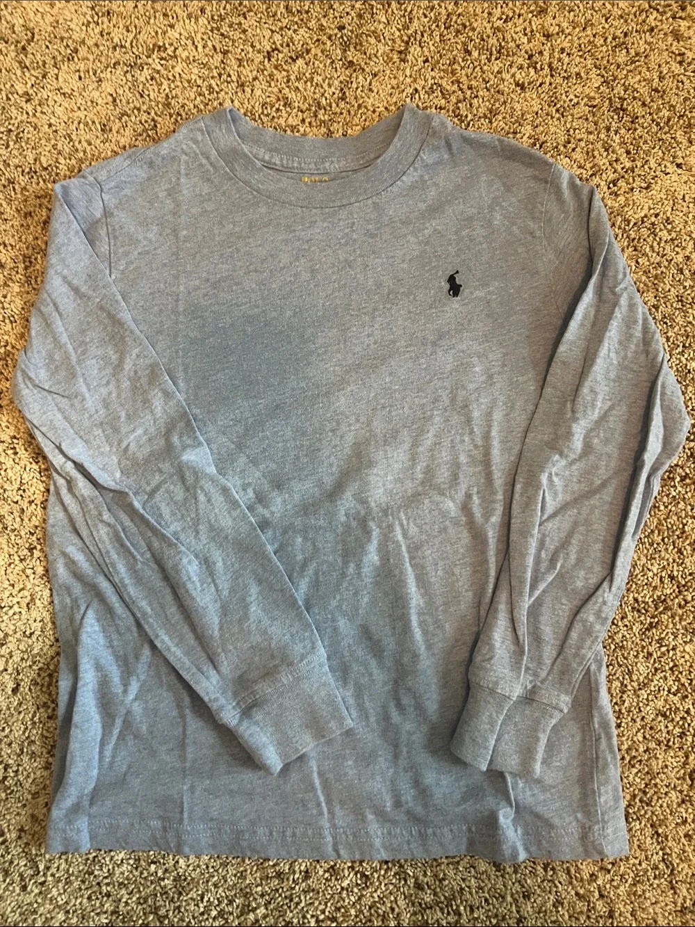 Ralph Lauren Long-Sleeve Crewneck Tee - Light Blue with Navy Pony
